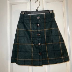 NWOT Madewell Green Plaid Skirt | size: 2-4